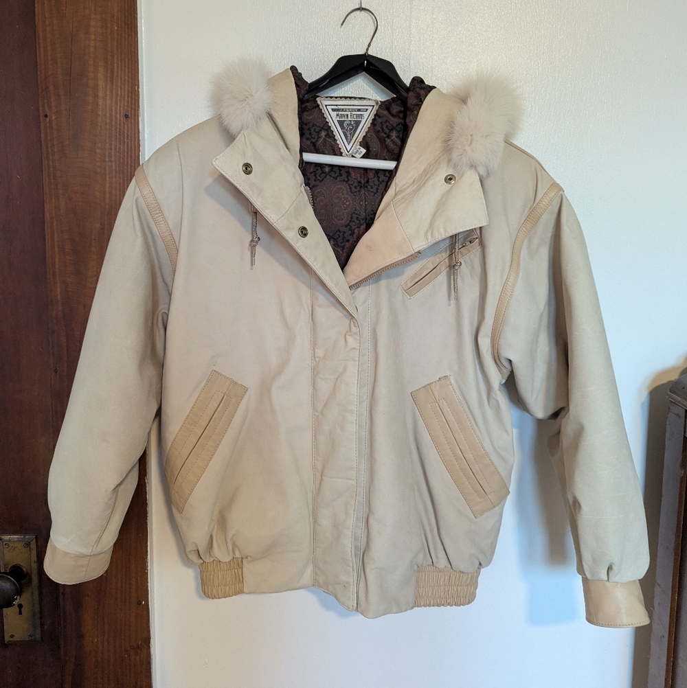 J. Percy x Marvin Richards Vintage 80s Genuine Leather Fur Lined Hooded Jacket